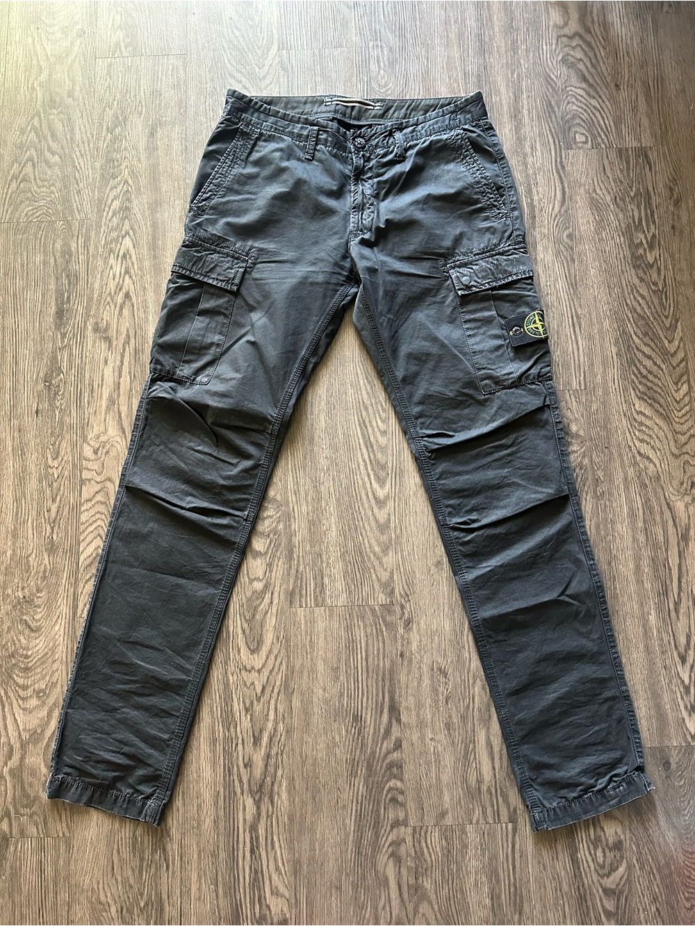 Stone Island Black Cargo Trousers with Badge Detail